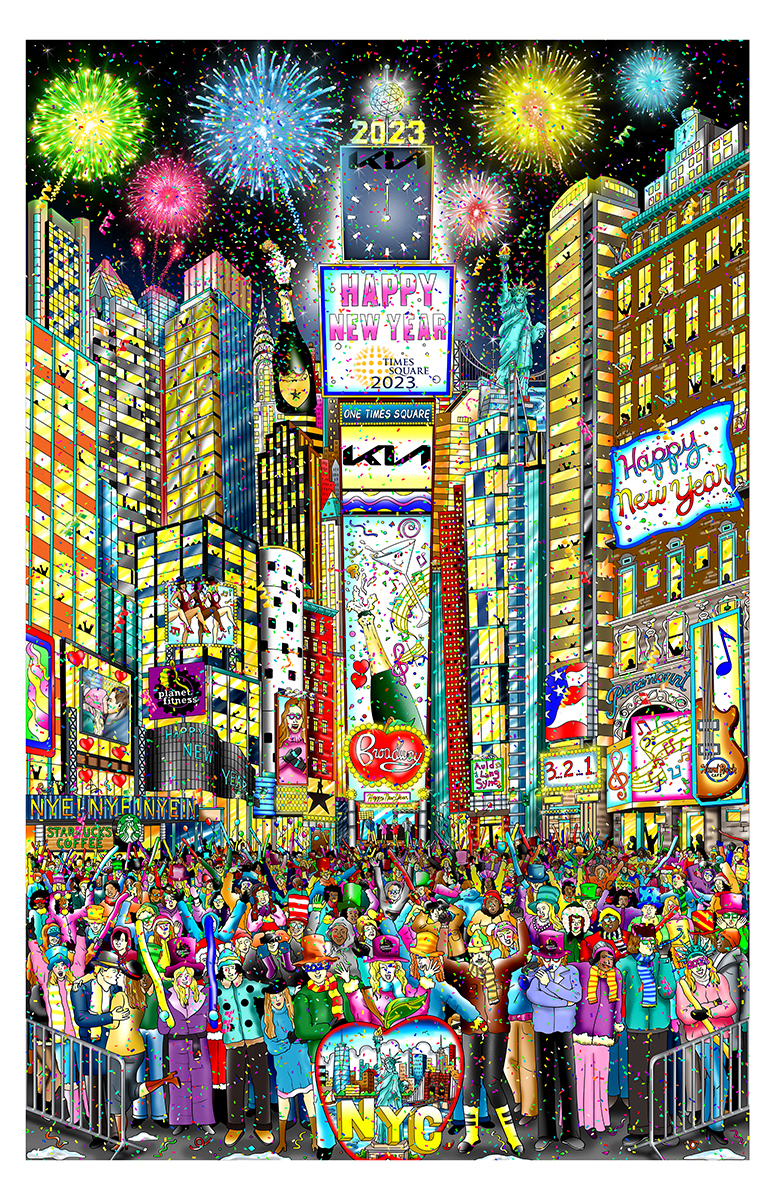Charles Fazzino Happy New Year from Time Square (PR)